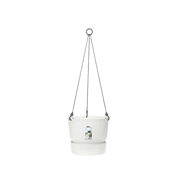 ELHO Pot de fleurs suspendu extérieur Greenville Blanc - Ø 23,9 cm x H 20,3 cm - 6,4 L - Plastique recyclé résistant au gel