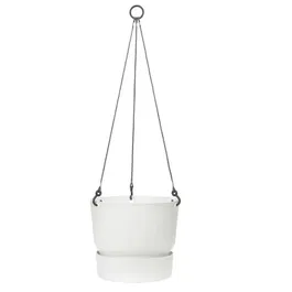 ELHO Pot de fleurs suspendu extérieur Greenville Blanc - Ø 23,9 cm x H 20,3 cm - 6,4 L - Plastique recyclé résistant au gel