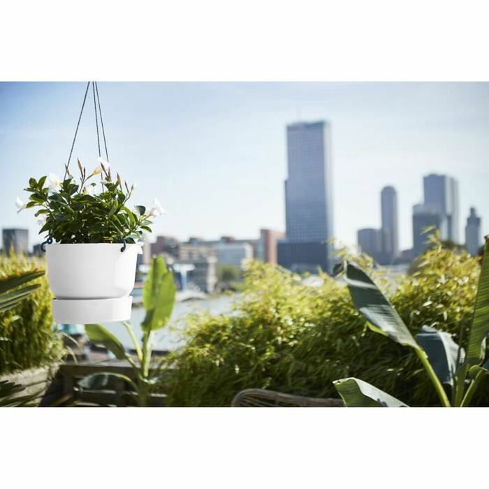 Elho Pot de fleurs à suspendre Greenville Blanc Ø 23,9 x H 20,3 cm Elho Pot de fleurs à suspendre Greenville Blanc Ø 23,9 x H 20,3 cm
