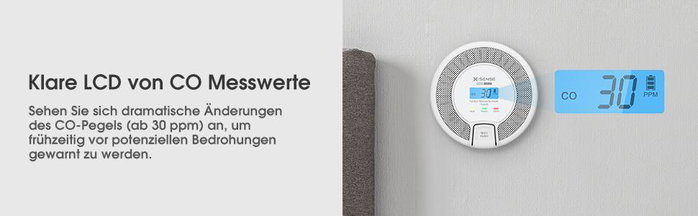X-Sense Détecteur de monoxyde de carbone CO03D Blanc, gris