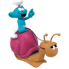 PLASTOY Tirelire Schtroumpf sur Escargot 19cm