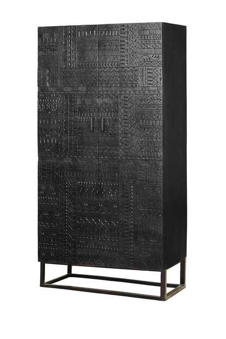 GINER Y COLOMER Armadio Penderie 166x45 cm en Mango et Fer, Noir Noyer, Hauteur de Suspension 90 cm - Réf. 1