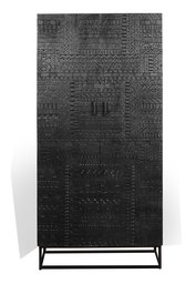 GINER Y COLOMER Armadio Penderie 166x45 cm en Mango et Fer, Noir Noyer, Hauteur de Suspension 90 cm - Réf. 1