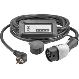 AEG Chargeur Portable Type 2 pour Voiture Électrique et Hybride - Câble 5 m, Monophasé 16A 230V AC, Prise Secteur Européenne