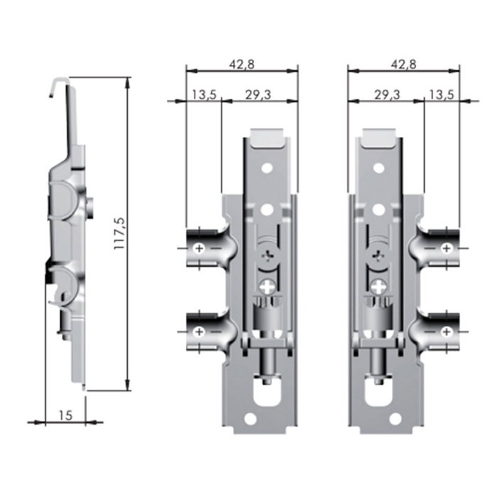 ITALIANA FERRAMENTA Colgador APC6 - Colgador oculto réglable pour placards et armoires, main droite, capacité 65kg, ajustement vertical et horizontal
