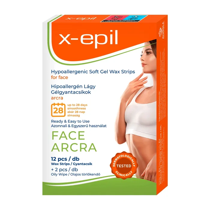 X-Epil Bandes de cire dépilatoire pour le visage, 12 pcs X-Epil Bandes de cire dépilatoire pour le visage, 12 pcs