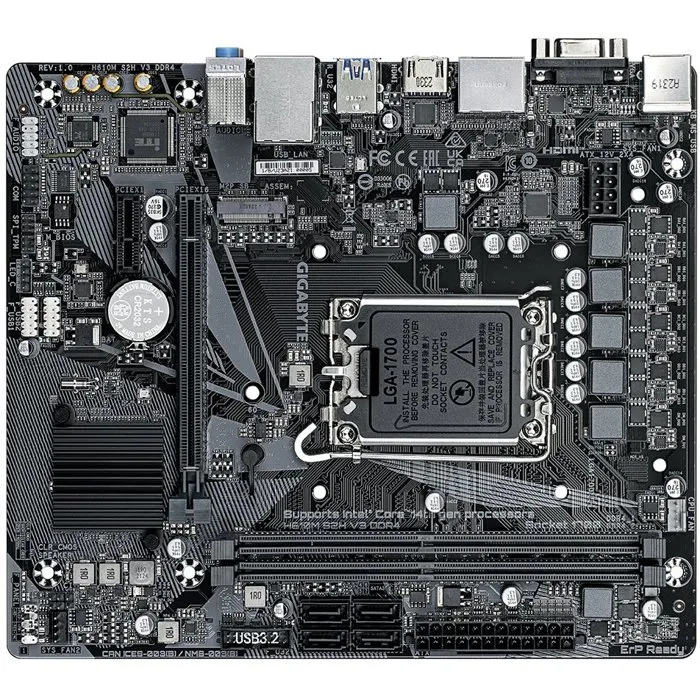 GIGABYTE H610M S2H V3 DDR4 - Carte mère Micro-ATX avec chipset Intel H610, mémoire DDR4 - Pour PC bureautique et multimédia