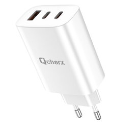 Qcharx Ares 65W Chargeur rapide GaN 3 ports USB-C USB-A PD3.0