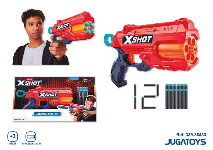 Zuru X-Shot Reflex 6 - Pistolet à fléchettes avec 12 projectiles