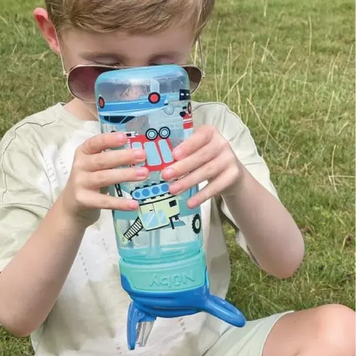 Nuby - Super Quench - Lot de 2 gourdes isothermes anti-fuite 540 ml - Bleu - Gourde enfant avec bec SoftFlex