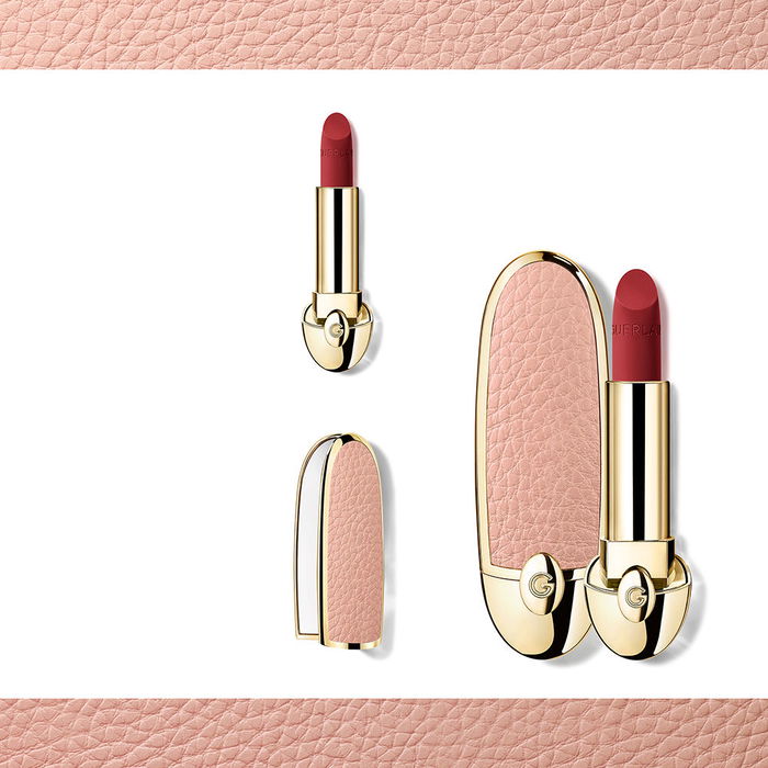 Guerlain Rouge G Rouge à Lèvres Rechargeable - Écrin Doré, Formule Nourrissante avec 89% d'Ingrédients Soin - Satin ou Velours Mat, Personnalisable