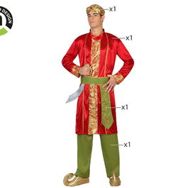 Déguisement Adulte Homme Thème Hindou Rouge 4 Pièces (Turban, Veste, Pantalon, Ceinture) - Taille M-L