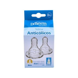 DR. BROWN´S Tétines Options B/Estre Silicone Rond Taille N3 +6m (Lot de 2)