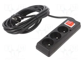 JONEX Rallonge réseau H03VV-F 3G1,5mm2 5m avec 3 prises