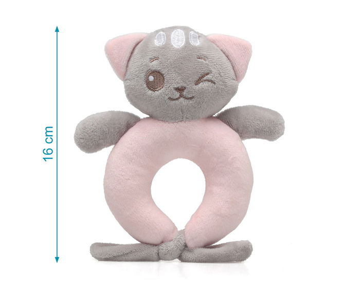 Hochet Chat 16 cm Rose