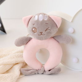 Hochet Chat 16 cm Rose