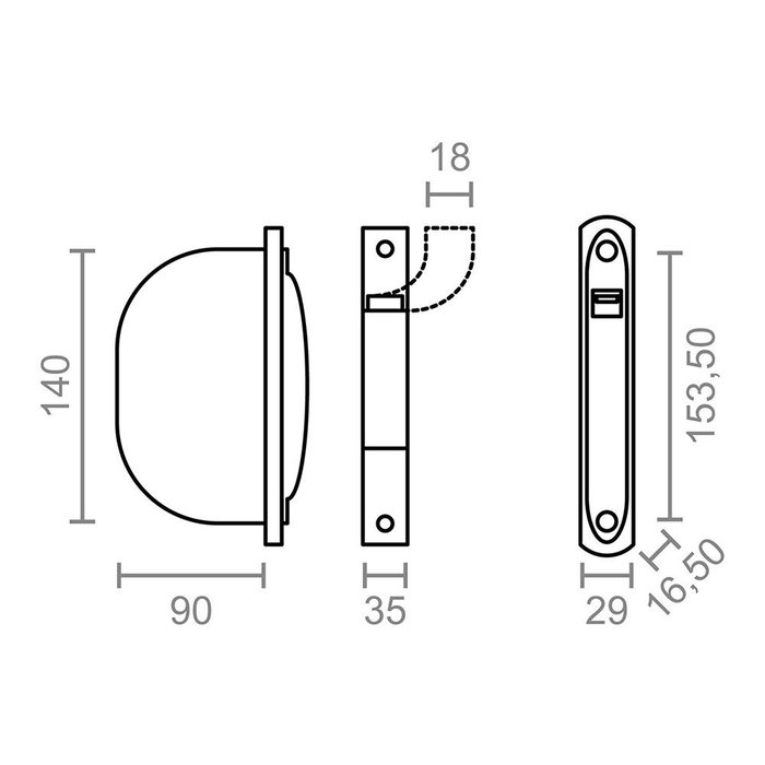 Edm Recogedor empotrable PR01 ABS Blanc pour cintre 18 mm