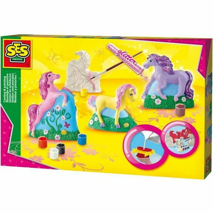 SES Creative Kit de moulage et peinture - 3 chevaux en plâtre