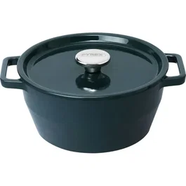 Pyrex Slow Cook - Cocotte ronde en fonte émaillée 24 cm - Bleu foncé - Compatible induction, tous feux et lave-vaisselle
