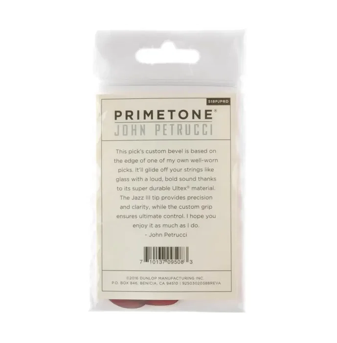 DUNLOP Púas Dunlop John Petrucci Primetone Jazz III Oxblood 1,38 mm (pack de 12)