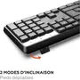 Mobility Lab Clavier Sans Fil Deluxe AZERTY Noir avec Raccord 2-en-1 USB/USB-C, Touches Concaves, Pavé Numérique, 15 Raccourcis et Inclinaison Ajustable - Plug & Play