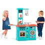 MOLTO Cuisine avec plancha bleue 25156 avec four, hotte, lave-vaisselle et 12 accessoires - Jeu d'imitation pour enfant à partir de 3 ans - Langues : anglais et espagnol