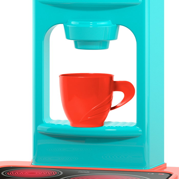MOLTO Cuisine avec plancha bleue 25156 avec four, hotte, lave-vaisselle et 12 accessoires - Jeu d'imitation pour enfant à partir de 3 ans - Langues : anglais et espagnol