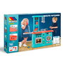MOLTO Cuisine avec plancha bleue 25156 avec four, hotte, lave-vaisselle et 12 accessoires - Jeu d'imitation pour enfant à partir de 3 ans - Langues : anglais et espagnol