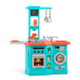 MOLTO Cuisine avec plancha bleue 25156 avec four, hotte, lave-vaisselle et 12 accessoires - Jeu d'imitation pour enfant à partir de 3 ans - Langues : anglais et espagnol