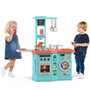MOLTO Cuisine avec plancha bleue 25156 avec four, hotte, lave-vaisselle et 12 accessoires - Jeu d'imitation pour enfant à partir de 3 ans - Langues : anglais et espagnol
