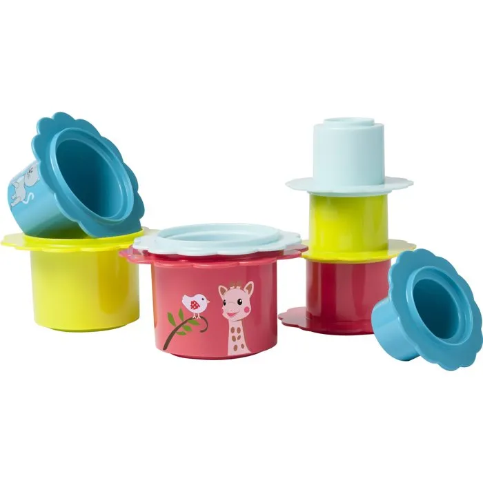 Sophie La Girafe - Jouet d'éveil Fleurs Gigognes empilables avec textures variées - Pour bébé de 6 à 18 mois