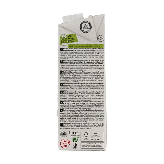 ECOMIL Boisson à la noisette Nature Bio 1L (Lot de 6)