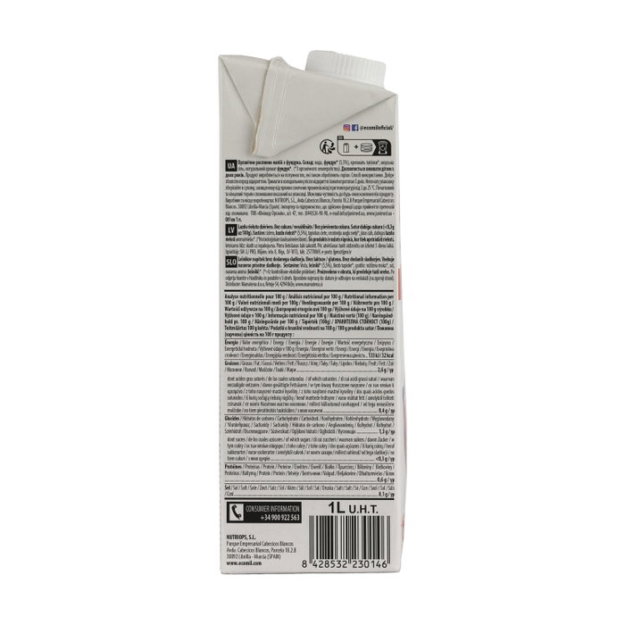 ECOMIL Boisson à la noisette Nature Bio 1L (Lot de 6)