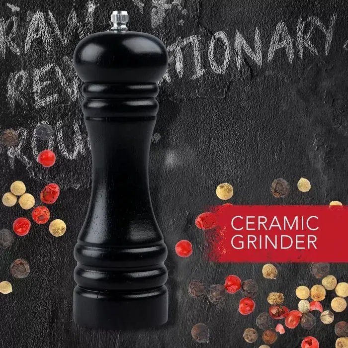 Fackelmann Professional Lot de 2 moulins à poivre et sel manuels avec mécanisme céramique - Noir, 18 cm