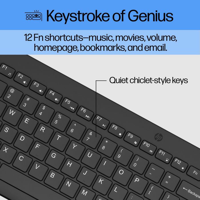 HP 330 Ensemble Clavier et Souris Sans Fil - Clavier International Ergonomique avec Souris Optique 1600 DPI