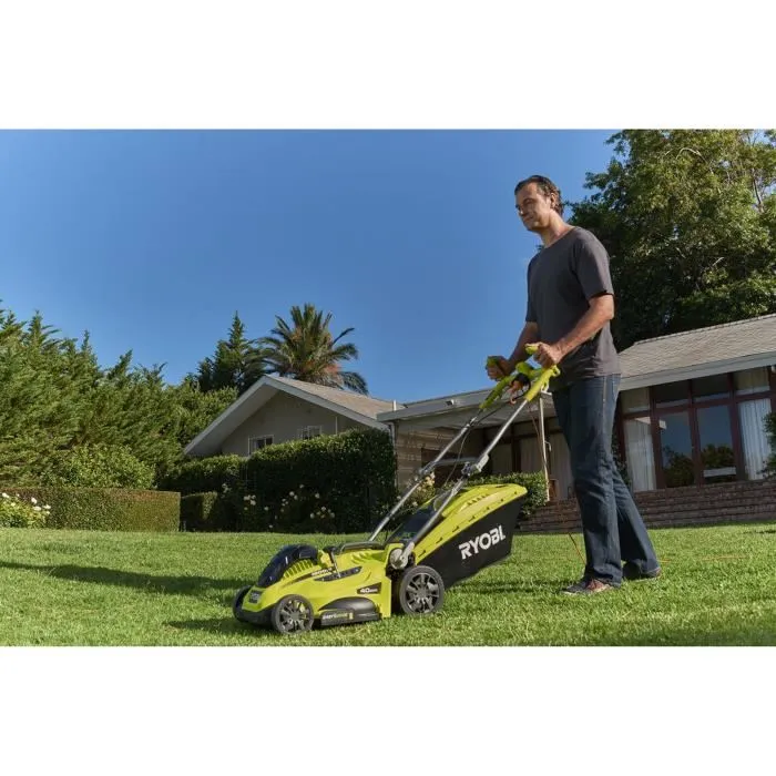 Ryobi Tondeuse électrique 1800 W RLM18E40H - Ø de coupe 40 cm - Fonction mulching - Bac de ramassage - Poignée Vertebrae