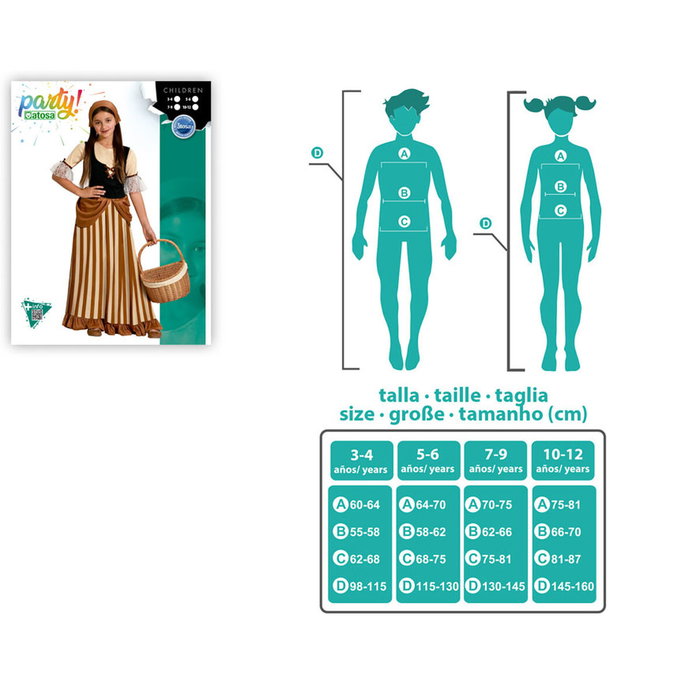 Atosa Déguisement de Servante Marron avec Robe et Diadème pour Fille Atosa Déguisement de Servante Marron avec Robe et Diadème pour Fille