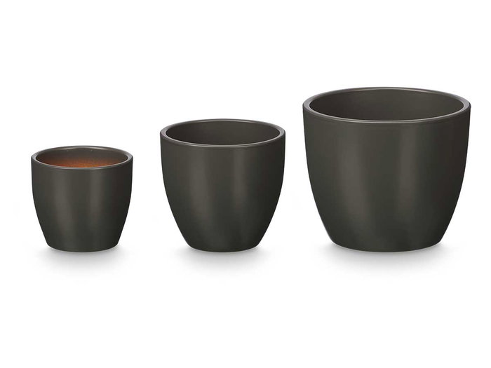 Ibergarden Lot de 3 pots bombés 14, 17 et 22 cm anthracite mat en argile Ibergarden Lot de 3 pots bombés 14, 17 et 22 cm anthracite mat en argile