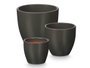 Ibergarden Lot de 3 pots bombés 14, 17 et 22 cm anthracite mat en argile
