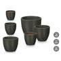 IBERGARDEN Set de 3 pots de fleurs bombés anthracite mat