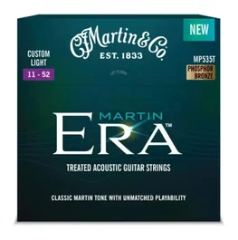 Martin Era Treated 92/8 Phosphor Bronze Custom Light 11-52 - Corde Acoustique Lifespan Flexible Core