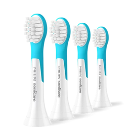 Philips Sonicare HX6034/90 Brossette Tête de Brosse à Dents Sonique Enfant 3+ - Bleu et Blanc - Lot de 4 Pièces