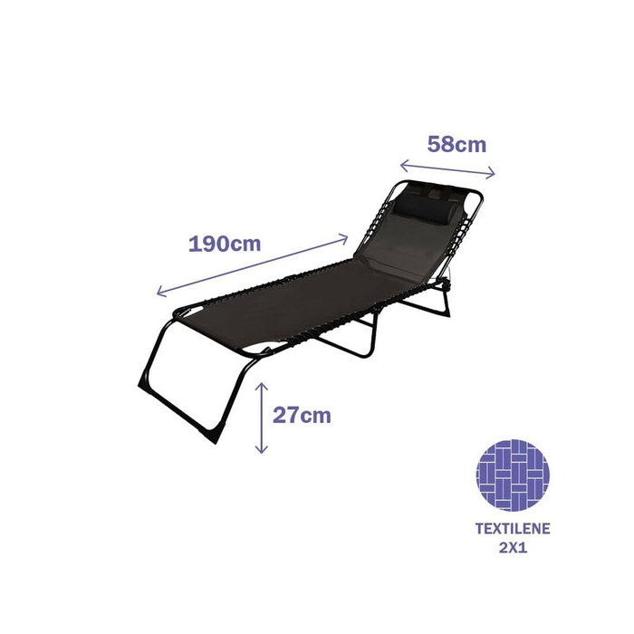 Chaise longue Marbueno Noir 190 x 27 x 58 cm