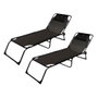 Marbueno Pack de 2 Tumbonas Pliables Acier Coussin Jardin Piscine 190x58x27 Noir MARBUENO SUMMER 10004X2
