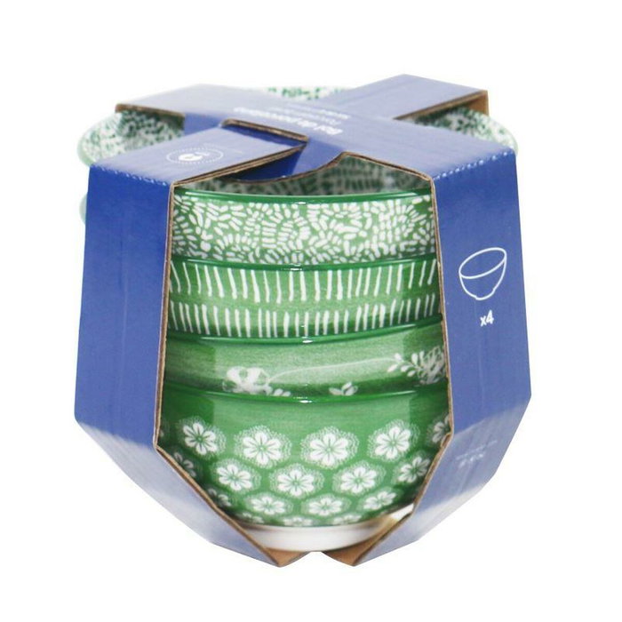 Set de Bols Home ESPRIT Marron Beige Porcelaine Fleurs Shabby Chic 11,5 x 11,5 x 6 cm