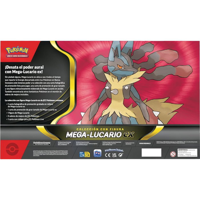 POKEMON JEU DE CARTES - Blister Mega Lucario EX - 5 paquets TCG + carte promo + figurine + carte géante + code JCC Pokemon Live - Version espagnol POKEMON JEU DE CARTES - Blister Mega Lucario EX - 5 paquets TCG + carte promo + figurine + carte géante + code JCC Pokemon Live - Version espagnol
