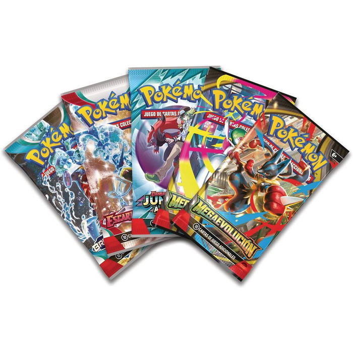 POKEMON JEU DE CARTES - Blister Mega Lucario EX - 5 paquets TCG + carte promo + figurine + carte géante + code JCC Pokemon Live - Version espagnol POKEMON JEU DE CARTES - Blister Mega Lucario EX - 5 paquets TCG + carte promo + figurine + carte géante + code JCC Pokemon Live - Version espagnol