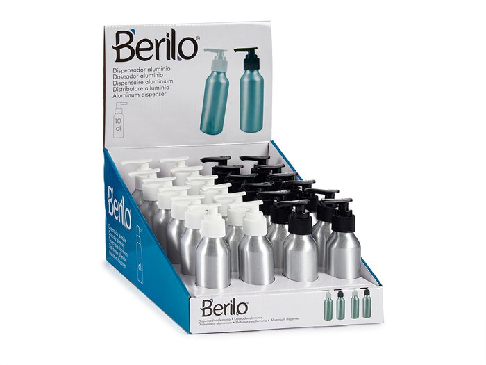 BERILO Lot de 48 distributeurs en aluminium 100 ml avec présentoir