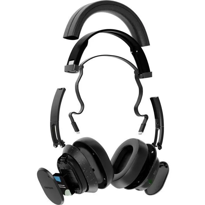 Fairphone Fairbuds XL Casque audio sans fil avec réduction de bruit active et Bluetooth 5.1 - Noir - Autonomie 28h, haut-parleurs 40 mm, conception modulaire, certifié IP54