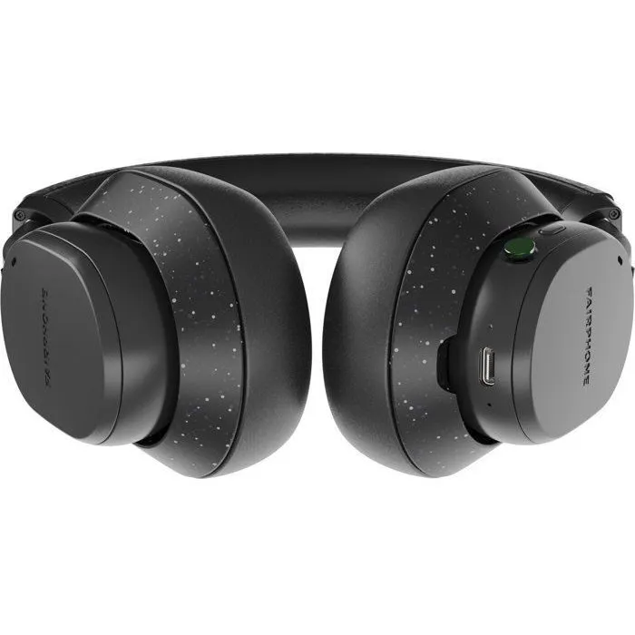 Fairphone Fairbuds XL Casque audio sans fil avec réduction de bruit active et Bluetooth 5.1 - Noir - Autonomie 28h, haut-parleurs 40 mm, conception modulaire, certifié IP54